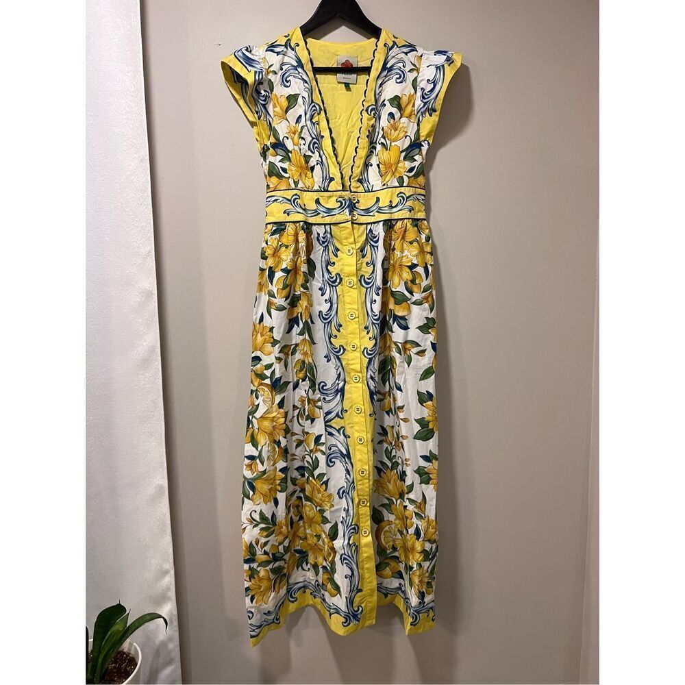 Farm Rio Women's Multicolor Sicily Scarf Print Cotton Maxi Dress Size Small NWOT - Picture 8 of 15